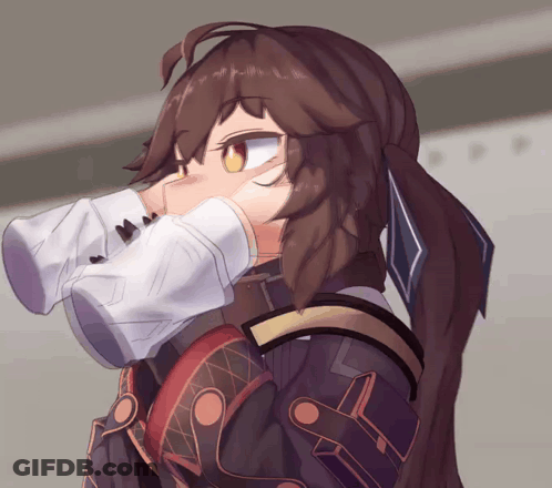 Brown-Haired Anime Girl Drinking From Cup GIF