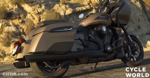 Brown Indian Motorcycle Parked On Road GIF