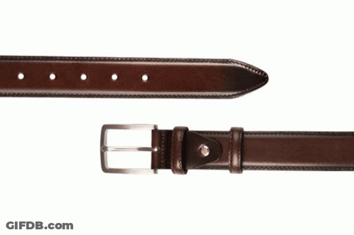 Brown Leather Belt With Silver Metal Buckle GIF