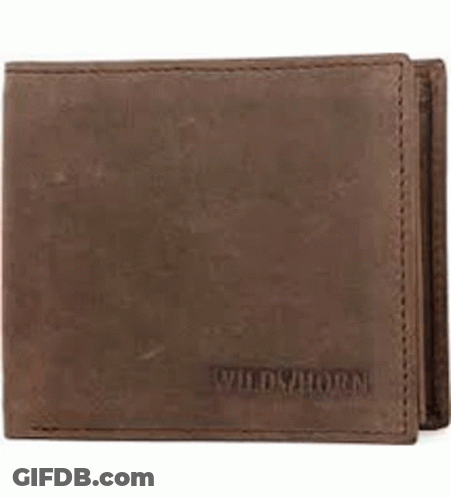 Brown Leather Wallet With White Stitching GIF