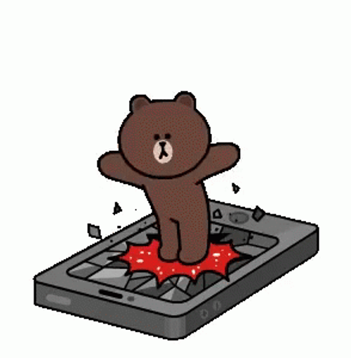 Brown Line Bear Crashing Phone GIF