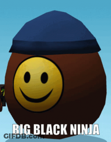 Brown Smiley Ball Saying Big Black Ninja GIF