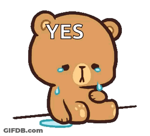 Brown Teddy Bear Crying With Tears And Yes GIF