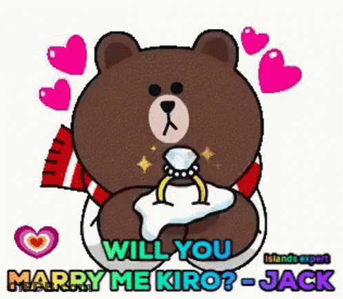 Brown Teddy Bear Holding Diamond Ring Asking To Marry Him GIF