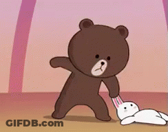 Brown Teddy Bear Holding White Bunny Rabbit GIF