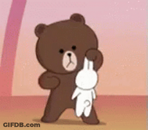 Brown Teddy Bear Holding White Rabbit GIF