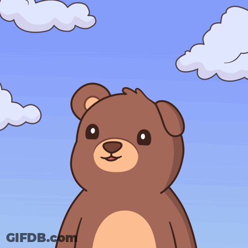 Brown Teddy Bear In Blue Sky GIF