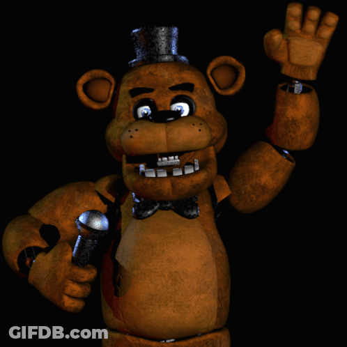 Brown Teddy Bear In Top Hat And Bow Tie Holding Microphone GIF
