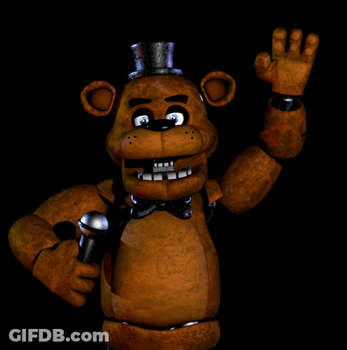 Brown Teddy Bear In Top Hat And Bow Tie Holding Microphone GIF