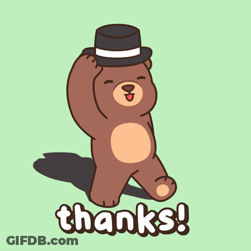 Brown Teddy Bear In Top Hat Thanks GIF