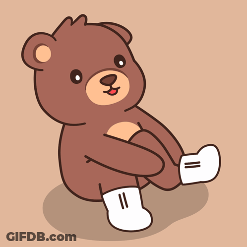 Brown Teddy Bear In White Socks Holding Paper GIF
