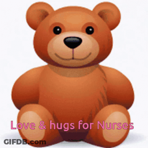 Brown Teddy Bear Love And Hugs For Nurses GIF