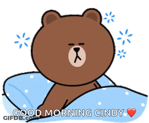 Brown Teddy Bear Lying In Bed Good Morning Cindy GIF