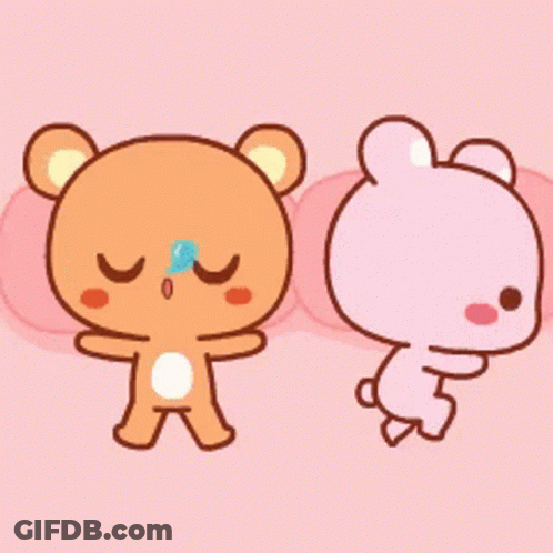 Brown Teddy Bear Next To Pink Teddy GIF