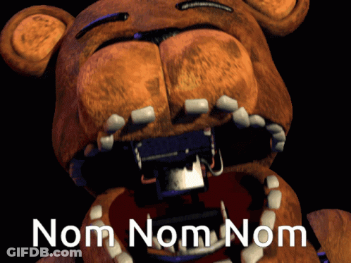 Brown Teddy Bear Saying Nom Nom Nom GIF