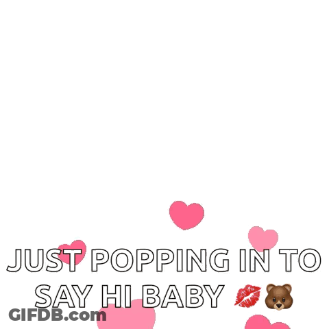 Brown Teddy Bear Surrounded By Hearts Saying Hi GIF