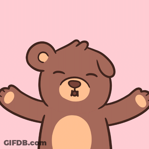 Brown Teddy Bear Surrounded By Pink Hearts GIF