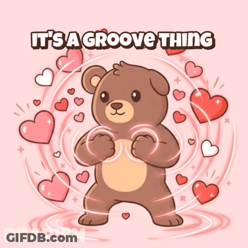 Brown Teddy Bear Surrounded By Pink Hearts GIF
