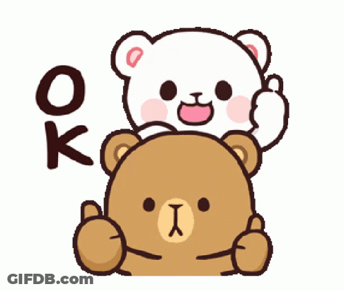Brown Teddy Bear Thumbs Up Next To White Bear GIF
