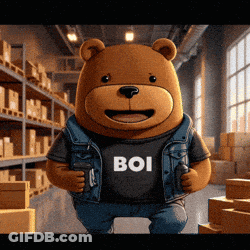 Brown Teddy Bear Wearing Boi Shirt GIF
