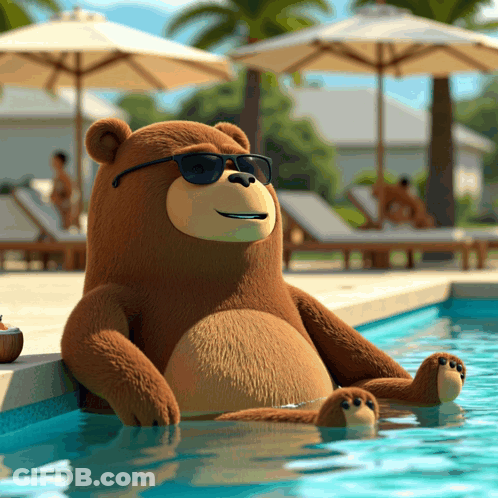 Brown Teddy Bear Wearing Sunglasses GIF