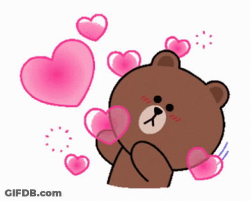 Brown Teddy Bear With Pink Hearts GIF