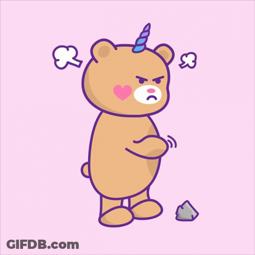 Brown Teddy Bear With Unicorn Horn And Heart GIF