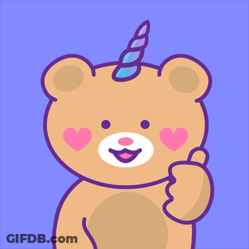 Brown Teddy Bear With Unicorn Horn Thumbs Up GIF