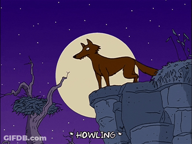 Brown Wolf Full Moon Howl GIF