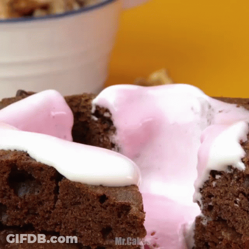 Brownie With Pink And White Frosting GIF