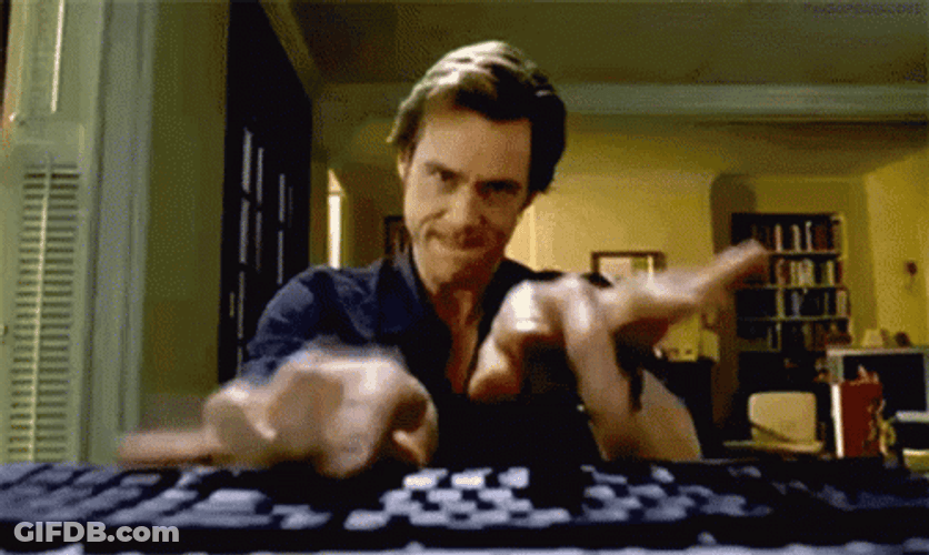 Bruce Almighty Intense Typing GIF