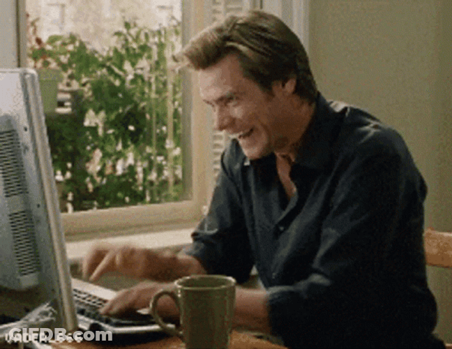Bruce Almighty Silly Typing GIF