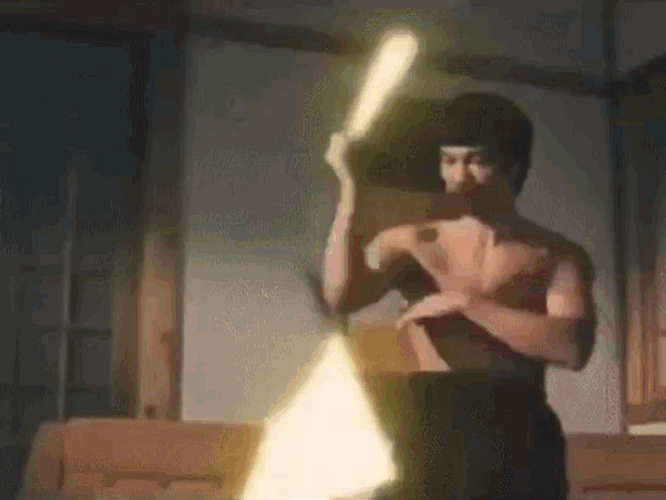 Bruce Lee Lightsaber Fight GIF