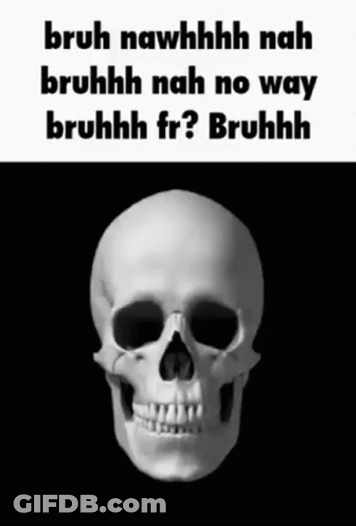 Bruh Meme Now Way Skull GIF