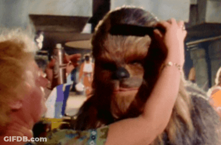 Brushing Chewbacca Hair Star Wars GIF