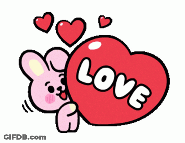BT21 Cooky Sending Love With Heart Balloons GIF