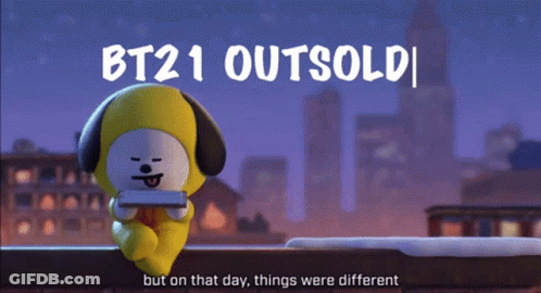 Bt21 Outsold But On That Day Things Were Different Is Displayed On A Screen GIF