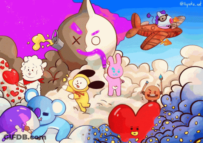 BT21 Playtime In A Candy-Colored Sky GIF