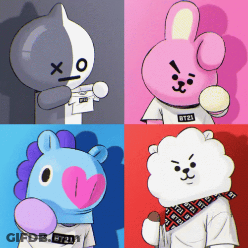 BT21 Quartet Posing With Style GIF