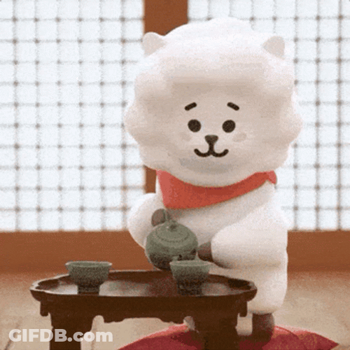 BT21 RJ Enjoying Traditional Tea Ceremony GIF