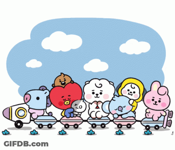BT21 Train Ride Under Blue Skies GIF