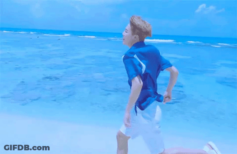 BTS Jimin Running At Beach GIF