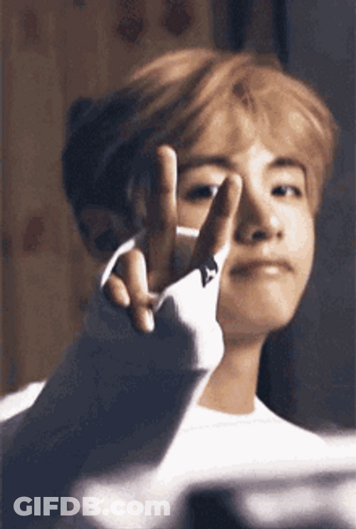 BTS Kim Taehyung V Sign GIF