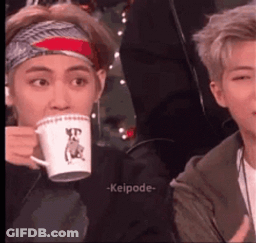 BTS Taehyung Sips Tea GIF