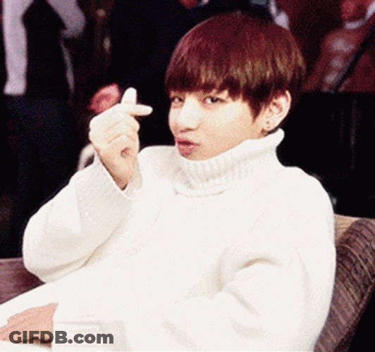 BTS V Pouty Lips Finger Hearts GIF