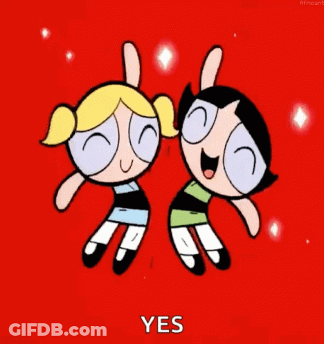 Bubbles And Buttercup From Powerpuff Girls Flying GIF