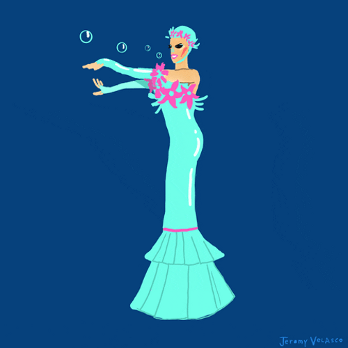 Bubbles Dancing In A Gown GIF