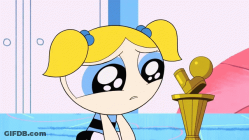 Bubbles From Powerpuff Girls Crying Looking At Trophy GIF