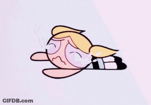 Bubbles From Powerpuff Girls Crying On Ground GIF