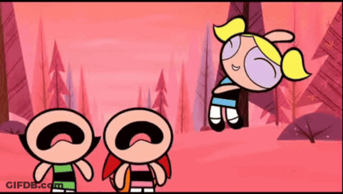 Bubbles From Powerpuff Girls In Pink Forest GIF